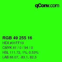 Color code: RGB 49 255 16 | qconv.com