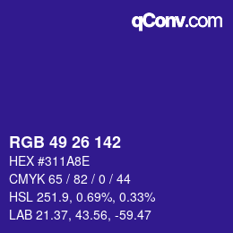 Color code: RGB 49 26 142 | qconv.com