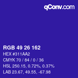 Color code: RGB 49 26 162 | qconv.com