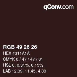 Color code: RGB 49 26 26 | qconv.com