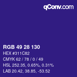 Color code: RGB 49 28 130 | qconv.com