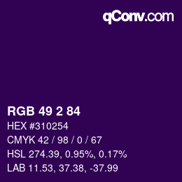カラーコード: RGB 49 2 84 | qconv.com