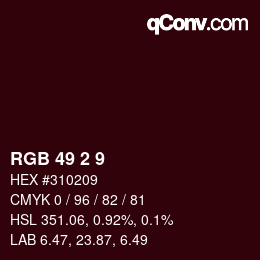Color code: RGB 49 2 9 | qconv.com