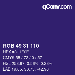 Color code: RGB 49 31 110 | qconv.com