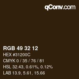 Código de color: RGB 49 32 12 | qconv.com
