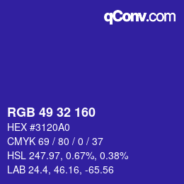 Color code: RGB 49 32 160 | qconv.com