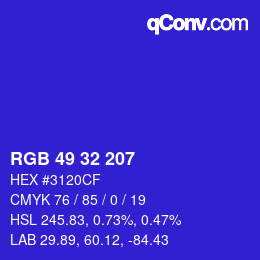 Color code: RGB 49 32 207 | qconv.com