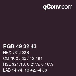 Color code: RGB 49 32 43 | qconv.com