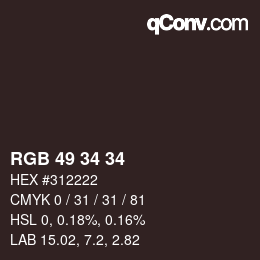 Código de color: RGB 49 34 34 | qconv.com