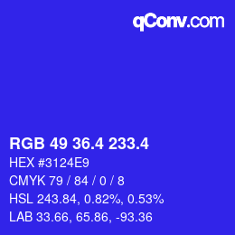 カラーコード: RGB 49 36.4 233.4 | qconv.com