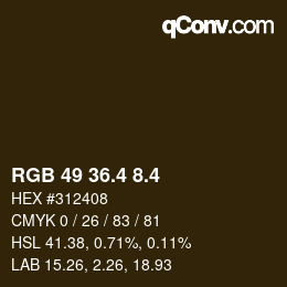 カラーコード: RGB 49 36.4 8.4 | qconv.com