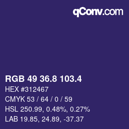 カラーコード: RGB 49 36.8 103.4 | qconv.com