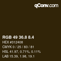 カラーコード: RGB 49 36.8 8.4 | qconv.com