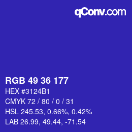 Color code: RGB 49 36 177 | qconv.com