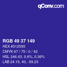 カラーコード: RGB 49 37 149 | qconv.com