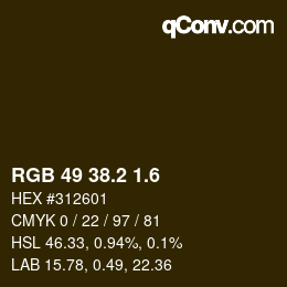 カラーコード: RGB 49 38.2 1.6 | qconv.com