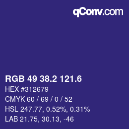 カラーコード: RGB 49 38.2 121.6 | qconv.com