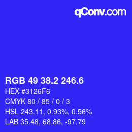 カラーコード: RGB 49 38.2 246.6 | qconv.com