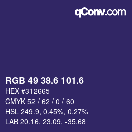 カラーコード: RGB 49 38.6 101.6 | qconv.com