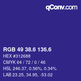 カラーコード: RGB 49 38.6 136.6 | qconv.com
