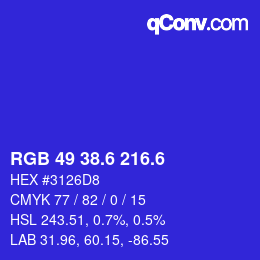 カラーコード: RGB 49 38.6 216.6 | qconv.com