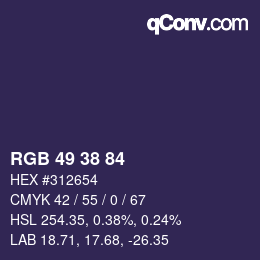 Farbcode: RGB 49 38 84 | qconv.com