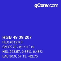 Color code: RGB 49 39 207 | qconv.com