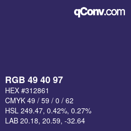 カラーコード: RGB 49 40 97 | qconv.com