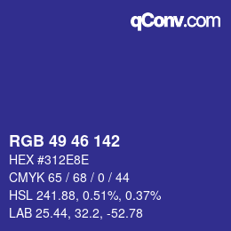 Color code: RGB 49 46 142 | qconv.com