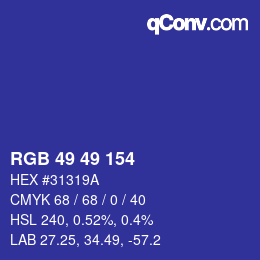Color code: RGB 49 49 154 | qconv.com