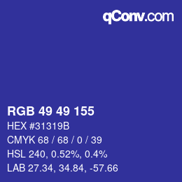 Color code: RGB 49 49 155 | qconv.com