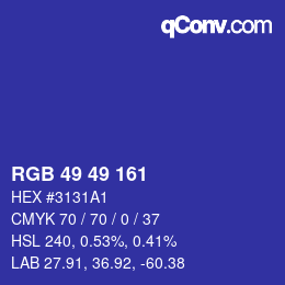 Color code: RGB 49 49 161 | qconv.com