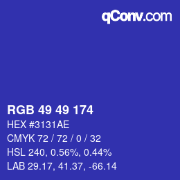 カラーコード: RGB 49 49 174 | qconv.com