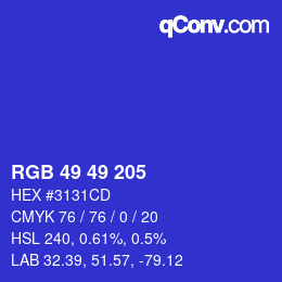 Color code: RGB 49 49 205 | qconv.com
