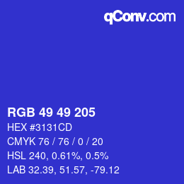 Color code: RGB 49 49 205 | qconv.com