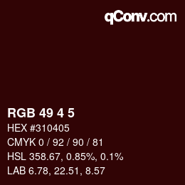 Color code: RGB 49 4 5 | qconv.com