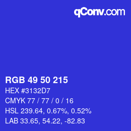 カラーコード: RGB 49 50 215 | qconv.com