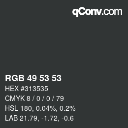 Color code: RGB 49 53 53 | qconv.com