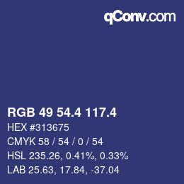カラーコード: RGB 49 54.4 117.4 | qconv.com