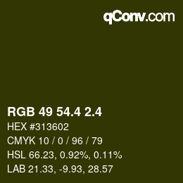 カラーコード: RGB 49 54.4 2.4 | qconv.com