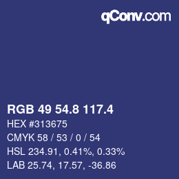 カラーコード: RGB 49 54.8 117.4 | qconv.com