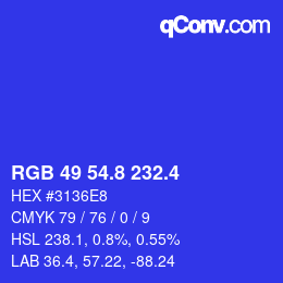 カラーコード: RGB 49 54.8 232.4 | qconv.com