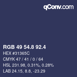 カラーコード: RGB 49 54.8 92.4 | qconv.com