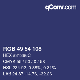 Color code: RGB 49 54 108 | qconv.com