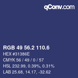 カラーコード: RGB 49 56.2 110.6 | qconv.com