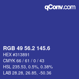 カラーコード: RGB 49 56.2 145.6 | qconv.com