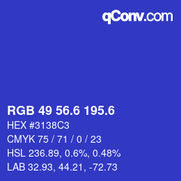カラーコード: RGB 49 56.6 195.6 | qconv.com