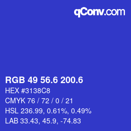 カラーコード: RGB 49 56.6 200.6 | qconv.com