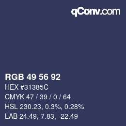 Color code: RGB 49 56 92 | qconv.com