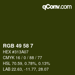 Color code: RGB 49 58 7 | qconv.com
